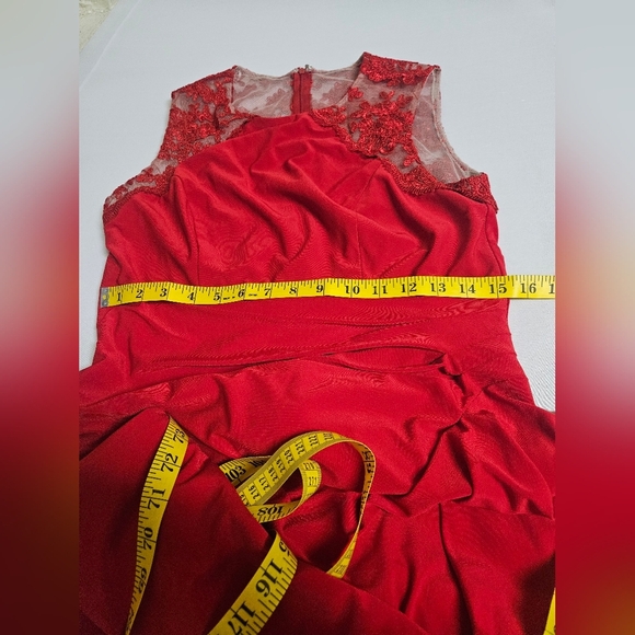 Stenay- Women's Size 10,Red Ruched Asymmetrical Halter Cocktail Dress - Picture 7 of 10